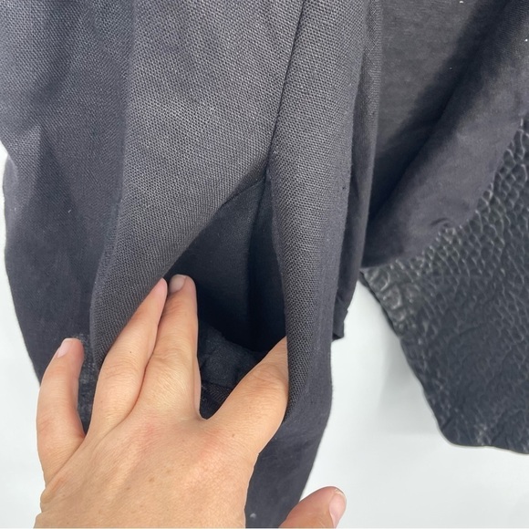 Artists & Revolutionaries Womens OS black linen leather vest Lagenlook - Picture 3 of 8